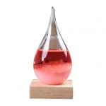 Vaso di Gallio con liquido rosso, oggetto decorativo scientifico in vetro su base di legno, perfetto per collezionisti e appassionati di oggetti scientifici.