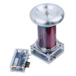 Pompa di Helmholtz con circuito elettronico trasparente, esempio di oggetto scientifico decorativo e didattico, ideale per appassionati di fisica e scienza.