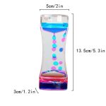 Vaso di galleggiamento con bolle colorate in plastica trasparente, ideale come decorazione scientifica o oggetto educativo per bambini e appassionati di scienza.