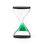 Timer a clessidra con sabbia verde, oggetto decorativo scientifico, ideale per studi e decorazioni a tema.