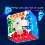 Modello 3D di un cubo di Rubik con accessori scientifici, illuminato con luci LED colorate, ideale come decorazione educativa e da scrivania.