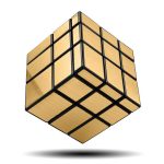 Puzzle di Rubik in stile moderno con finitura in legno naturale, design elegante e innovativo, perfetto come decorazione scientifica e oggetto da collezione.