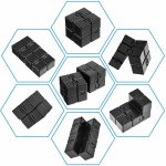Pezzo di puzzle scientifico in plastica nera, composto da più parti che si incastrano tra loro, ideale come decorazione o oggetto di studio per appassionati di scienza e tecnologia.
