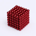 Pallina magnetica rossa 3D, oggetto decorativo scientifico in forma di cubo, ideale per decorazioni e giochi di equilibrio.