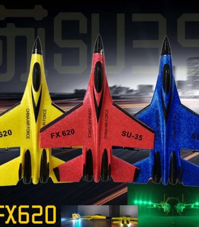 Razzo da modellismo FX620 in tre colori: giallo, rosso e blu, perfetto per appassionati di scienza e modellismo. Design aerodinamico e dettagli realistici, ideale come decorazione scientifica o oggett.