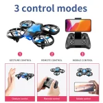 Droncino con telecomando, controllo tramite gesture e controllo mobile, ideale per appassionati di tecnologia e giochi innovativi.