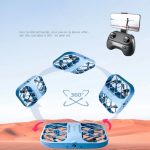 Dispositivo di controllo remoto per droni con capacità di rotazione a 360°, ideale per scattare foto e video aerei da diverse angolazioni.