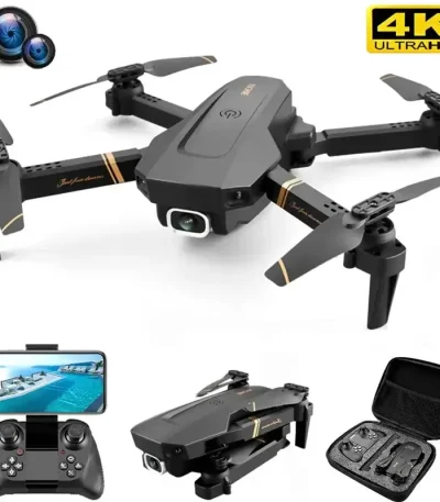 Drone con telecamera 4K, telecomando e accessori, ideale per fotografia aerea e riprese di alta qualità, perfetto per appassionati e professionisti.