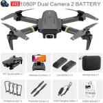 Drone con videocamera 1080P, accessori e batteria di ricambio, ideale per fotografia aerea e hobby tecnologici.