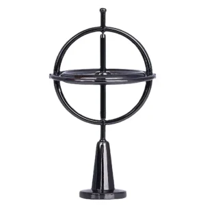 Péndolo di Newton in metallo nero, strumento scientifico decorativo per ufficio o studio, simbolo di fisica e scienza.