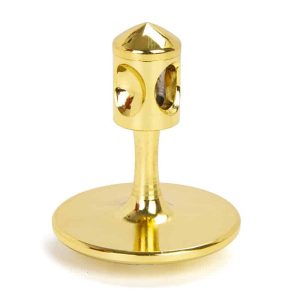 Perno di fissaggio in ottone dorato con testa a cono, ideale per decorazioni scientifiche e oggetti da collezione.