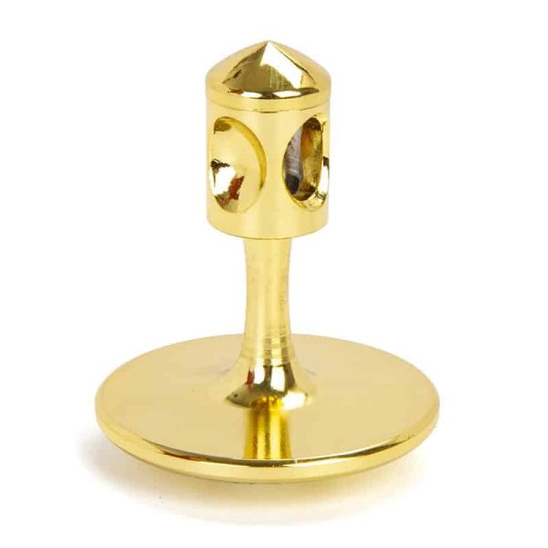 Perno di fissaggio in ottone dorato con testa a cono, ideale per decorazioni scientifiche e oggetti da collezione.