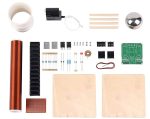 Pezzo di kit di elettronica con vari componenti come motore, sensori, resistenze, circuiti e materiali di supporto, ideale per progetti scientifici e didattici.