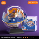Palla Maze 3D con percorsi complessi, perfetta come gioco educativo e decorazione scientifica, dimensioni 22x22 cm, livello di difficoltà medio-alto, ideale per appassionati di scienza e enigmistica.