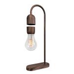 Lampada da tavolo con design ispirato agli strumenti scientifici, con base in legno e dettagli in metallo, perfetta come decorazione originale e funzionale per ambienti moderni e studi.