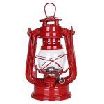 Lampada a olio vintage rossa, decorazione scientifica retrò, oggetto decorativo per appassionati di scienza e storia.
