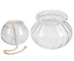 Vasetti di vetro decorativi ispirati a oggetti scientifici, ideali come decorazioni per ambienti a tema scientifico o come oggetti di design unici.