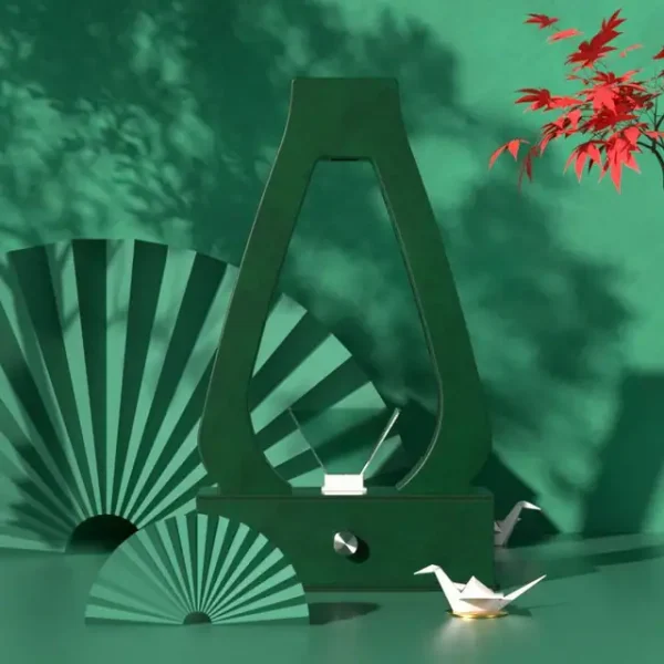Lampada decorativa in stile minimalista con design ispirato alla natura e alla cultura giapponese, ideale per creare atmosfere eleganti e raffinate in ambienti moderni e di design.