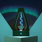 Vaso decorativo con DNA in 3D che si illumina, perfetto come oggetto scientifico e decorativo per appassionati di biologia e scienza.