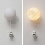 Lampada decorativa a forma di Luna e Terra, perfetta come oggetto scientifico e decorativo per ambienti moderni e educativi.