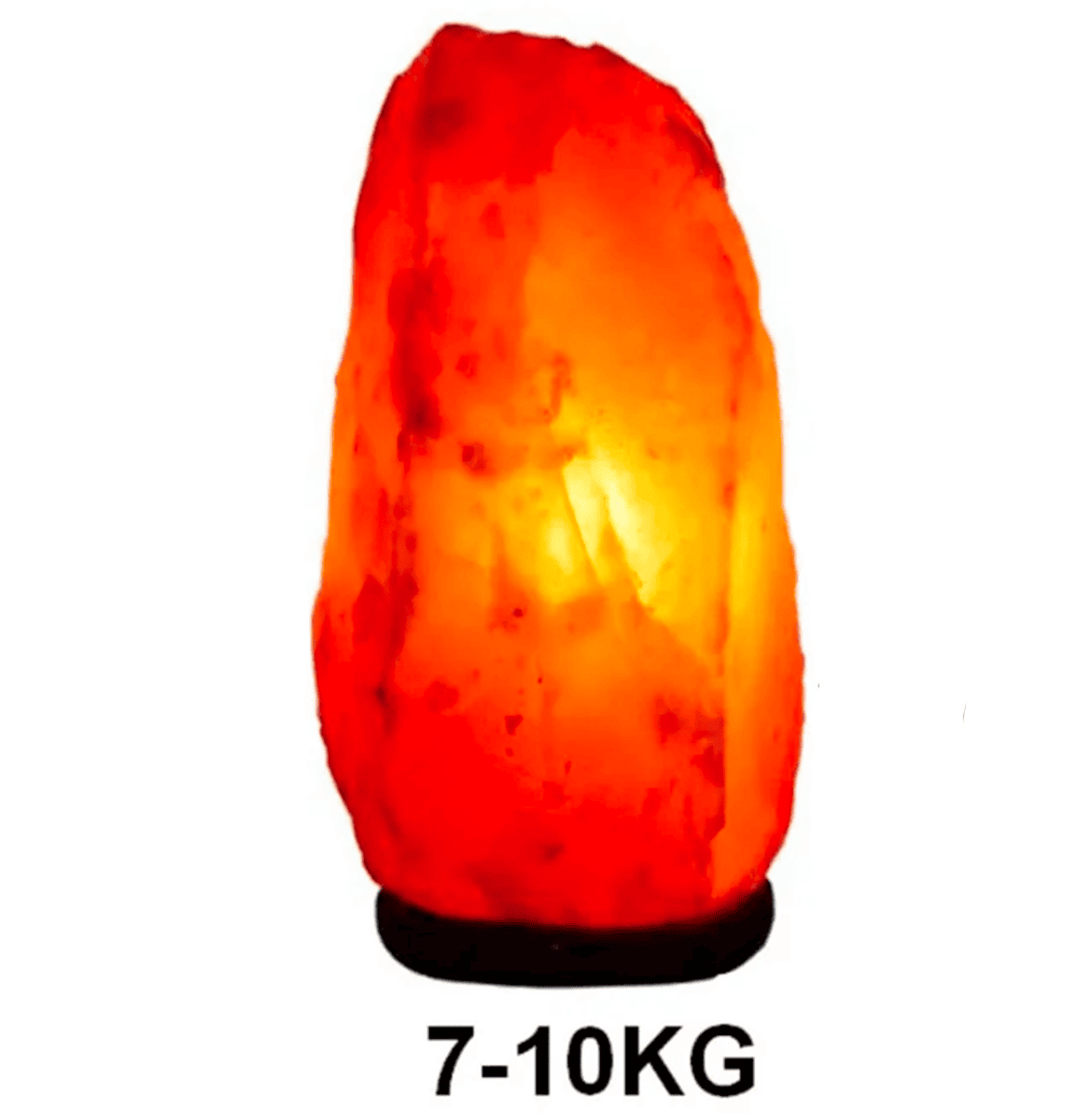 Pietra salgemma illuminata con base nera Lampada di sale rosa dell'Himalaya, illuminata, con peso tra 7 e 10 kg.