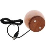 Luce decorativa a sfera in pietra e legno con cavo USB, perfetta come oggetto scientifico decorativo o per ambienti moderni e innovativi.