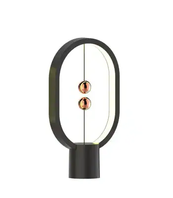 Lampada decorativa con design moderno a forma di ovale, dotata di LED colorati e magneti al neodimio, ideale come oggetto decorativo scientifico e originale.
