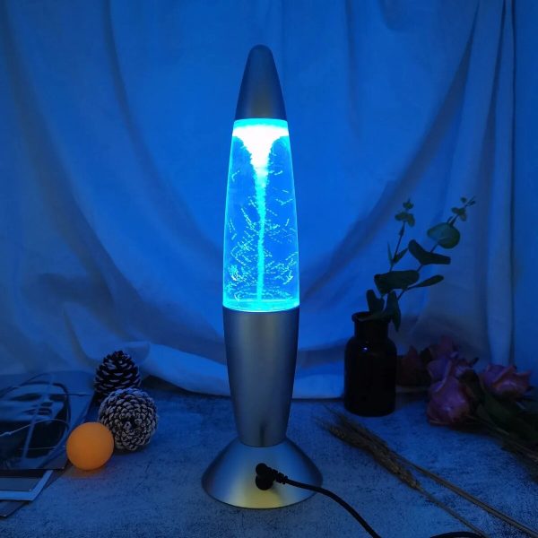 Lampada a lava blu con luce LED, perfetta come decorazione scientifica e oggetto di design. Ideale per ambienti moderni, studi o come regalo originale.