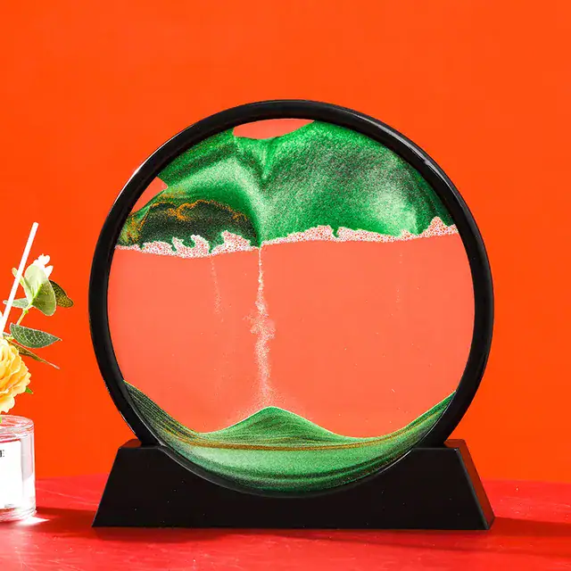 Oggetto decorativo scientifico con effetto acquerello, rappresenta un paesaggio montano stilizzato in tonalità di verde e rosa, ideale per appassionati di scienza e design.
