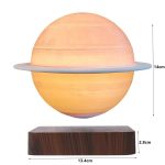 Lampada decorativa a forma di pianeta Terra con base in legno, altezza 14 cm, diametro 13,4 cm, perfetta come oggetto scientifico e decorativo per ambienti educativi o moderni.