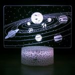LED luminosi sistema solare 3D con pianeti e stelle.