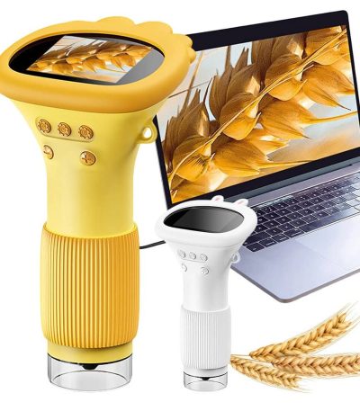 Lente di ingrandimento portatile con luce LED, ideale per osservazioni scientifiche e attività di studio, compatta e facile da usare.