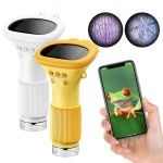 Pipette digitale con schermo touchscreen, ideale per misurazioni di precisione in laboratorio, disponibile in bianco e giallo, con design ergonomico e pulsanti di controllo facili da usare.