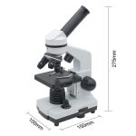 Microscopio da laboratorio con obiettivi variabili e illuminazione regolabile, ideale per studi scientifici e analisi di precisione.