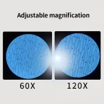 Lenti di ingrandimento regolabili 60x e 120x con ingrandimento ottico, ideali per osservazioni scientifiche e decorazioni a tema scientifico.