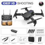 Drone con videocamera 1080p HD, ideale per riprese aeree e fotografia, dotato di 4 pale, telecomando, batteria, e accessori vari per un'esperienza di volo completa.