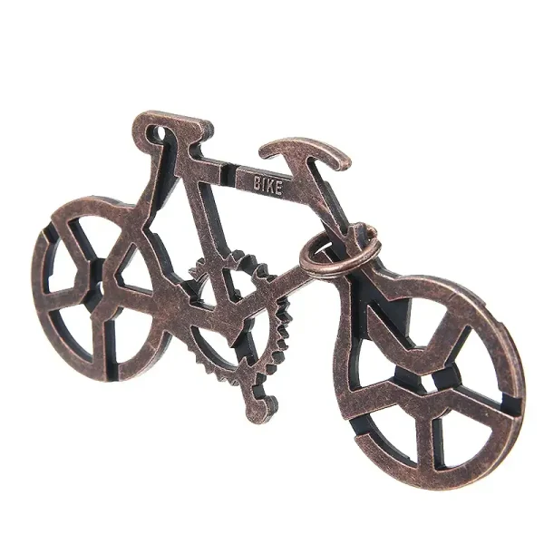 Oggetto decorativo a forma di bicicletta in metallo, ideale come decorazione scientifica o da collezione. Design industriale e dettagli realistici per appassionati di scienza e tecnologia.