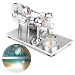 Strumento scientifico con componenti metallici e vetro, ideale per esperimenti di chimica e fisica, perfetto come decorazione scientifica da collezione o per ambienti educativi.