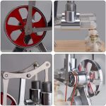 Modello di motore scientifico con ruote e ingranaggi in metallo, utilizzato per dimostrazioni di fisica e meccanica.