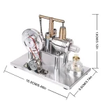 Modello scientifico in miniatura con ingranaggi e cilindri in metallo, perfetto come decorazione o oggetto didattico. Dimensioni compatte, ideale per appassionati di scienza.