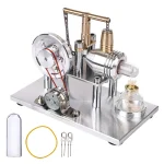 Dispositivo scientifico vintage in metallo con componenti di precisione, inclusi cilindri, manopole e strumenti di misurazione, ideale come decorazione scientifica o oggetto da collezione.