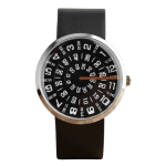 Orologio da polso con quadrante ispirato a strumenti scientifici, con numeri grandi e dettagli tecnici, perfetto come decorazione originale per appassionati di scienza e tecnologia.