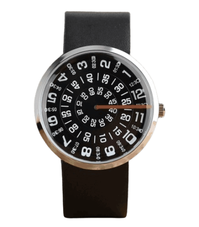 Orologio da polso con quadrante ispirato a strumenti scientifici, con numeri grandi e dettagli tecnici, perfetto come decorazione originale per appassionati di scienza e tecnologia.