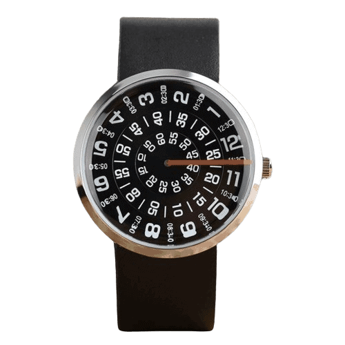 Orologio da polso con quadrante ispirato a strumenti scientifici, con numeri grandi e dettagli tecnici, perfetto come decorazione originale per appassionati di scienza e tecnologia.