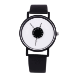 Orologio da polso con design scientifico minimalista, quadrante bianco con indicatore di ore e minuti, cinturino nero in silicone, perfetto come decorazione scientifica moderna.