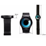 Orologio digitale con cinturino in mesh nero, quadrante rotondo con effetto visivo ispirato a un elemento scientifico, dimensioni 4x23 cm, spessore 8 mm, perfetto come decorazione scientifica e access.