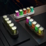 Set di tubi di prova colorati disposti su supporti eleganti, ideale per decorazioni scientifiche e oggetti da collezione. Perfetti per appassionati di scienza e decorazioni originali.