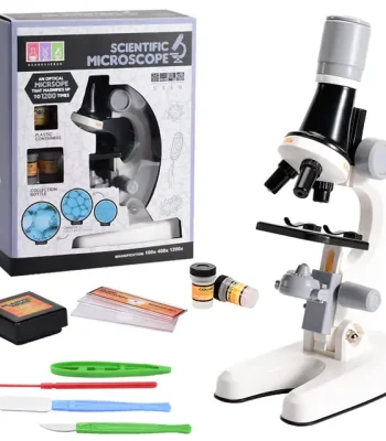 Microscopio scientifico con ingrandimento 400x, ideale per studio e ricerca, completo di accessori e scatola. Perfetto per appassionati di scienza e attività educative.