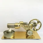 Strumento scientifico vintage in ottone con ruota e manovella, perfetto come decorazione da collezione o oggetto da esposizione in ambienti scientifici o studi di design.