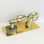 Modello di tubo di vetro con valvola e manometro in ottone dorato, perfetto come oggetto decorativo scientifico.